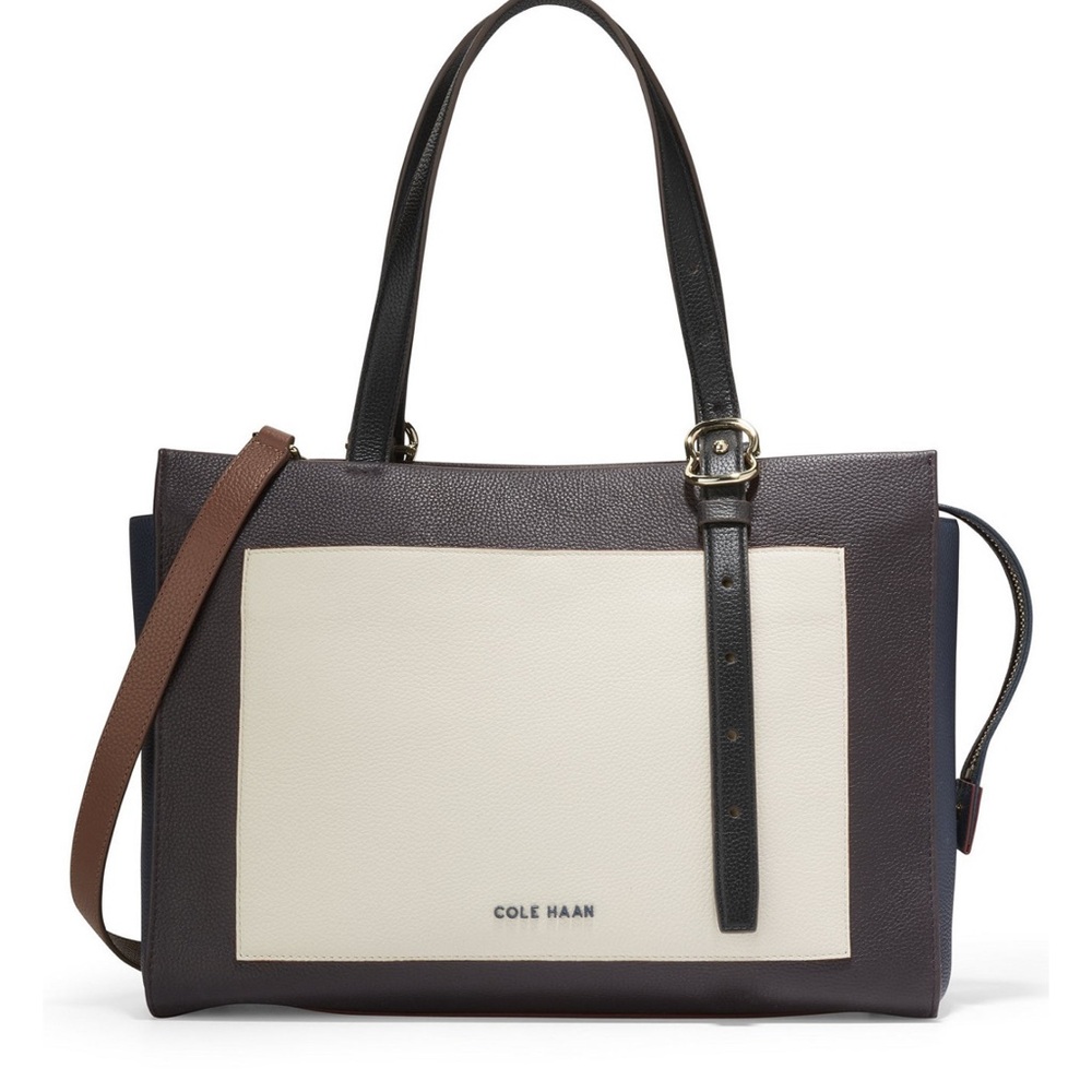 Cole Haan Black, Brown & Cream Colorblock Leather Tote